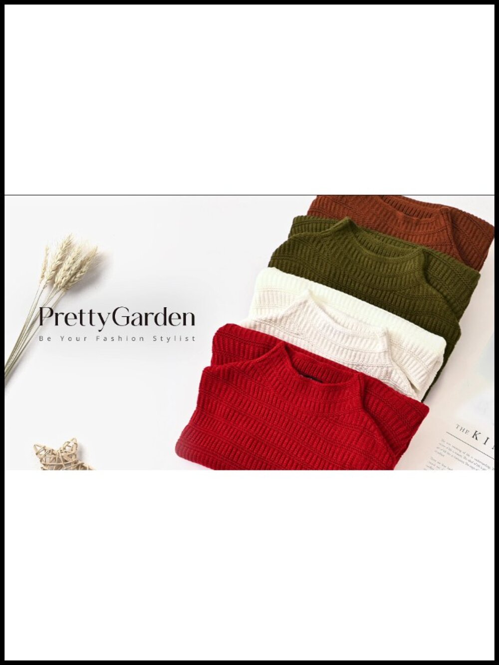 PRETTYGARDEN Women's Mock Neck Oversized Pullover Sweater Long Sleeve Knit - Picture 5 of 5